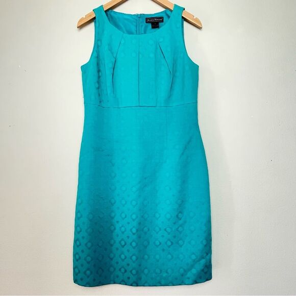 Jessica Howard Turquoise Sheath Dress | Sleeveless Shift MIDI Length Size 8 - Picture 3 of 16